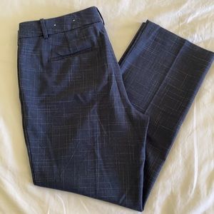 Ann Taylor The Straight Pant in Navy Crosshatch